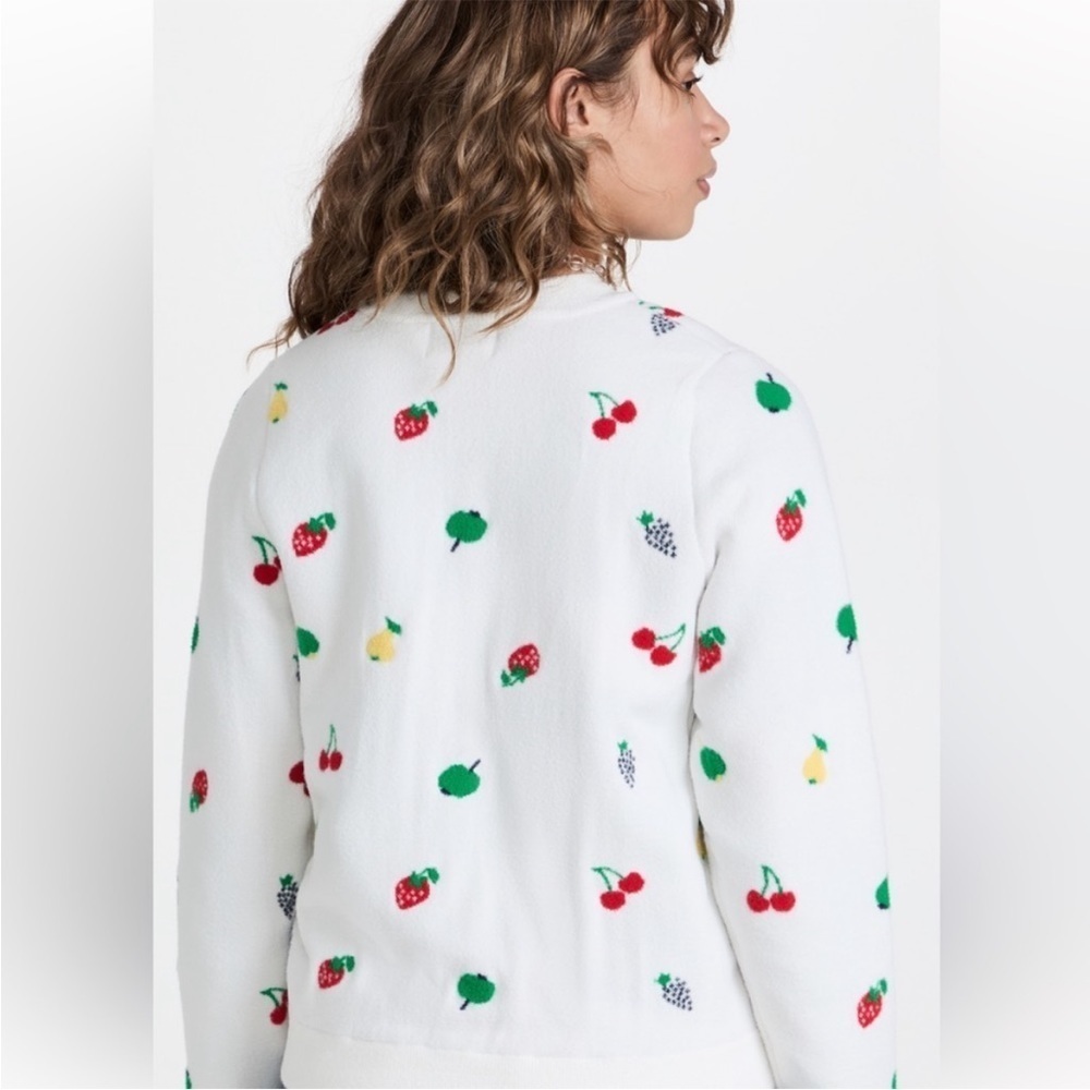 Hvn Diana Sweater White Fruit Print Cherries Crewneck Heavyweight Sz Xl New — image 4 of 8